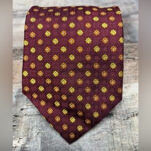 JoS. A. Bank Made In Italy Burgundy & Gold Mens Traditional Necktie 59 in Length